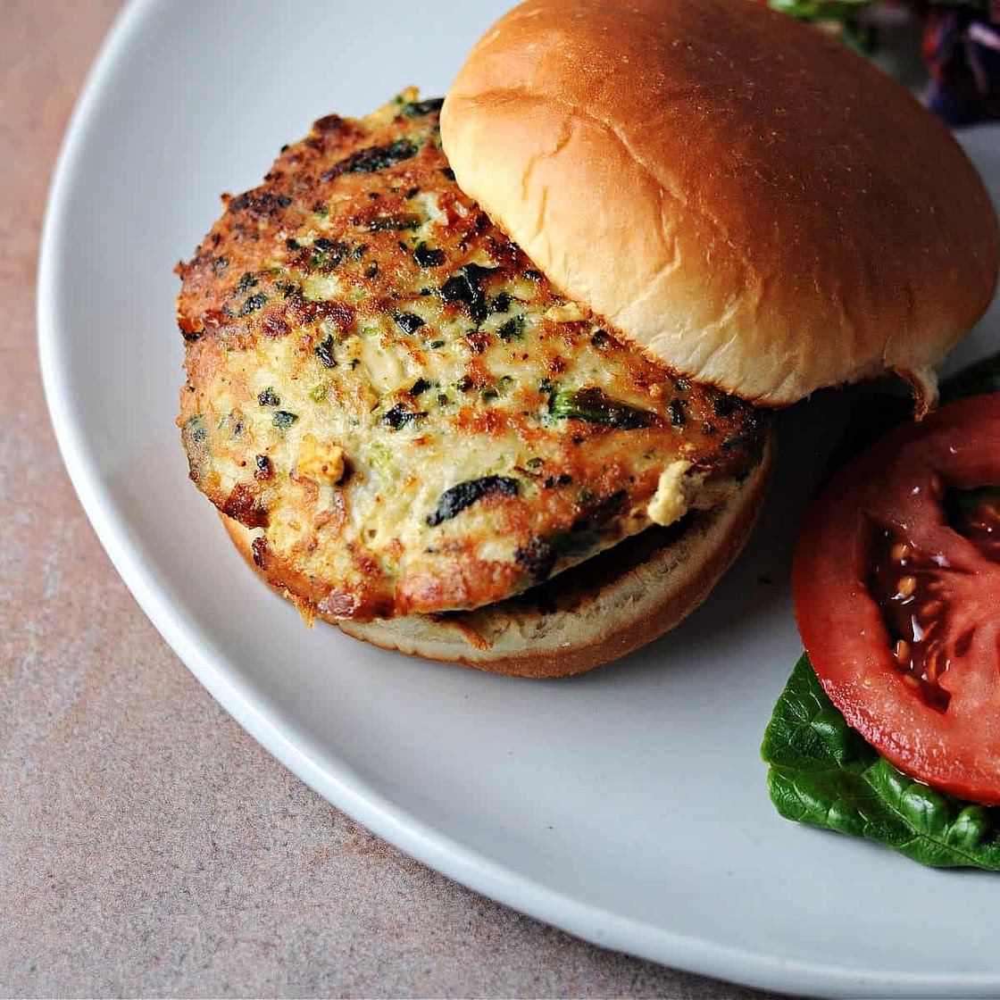 Chicken Feta & Spinach Burgers