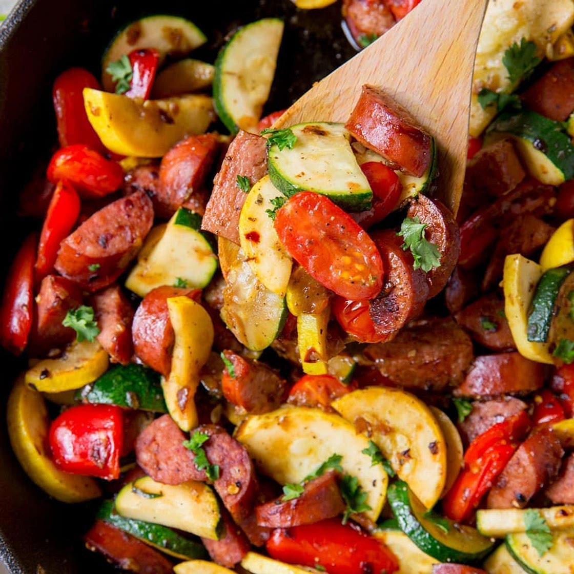 Smoked Sausage and Zucchini Skillet