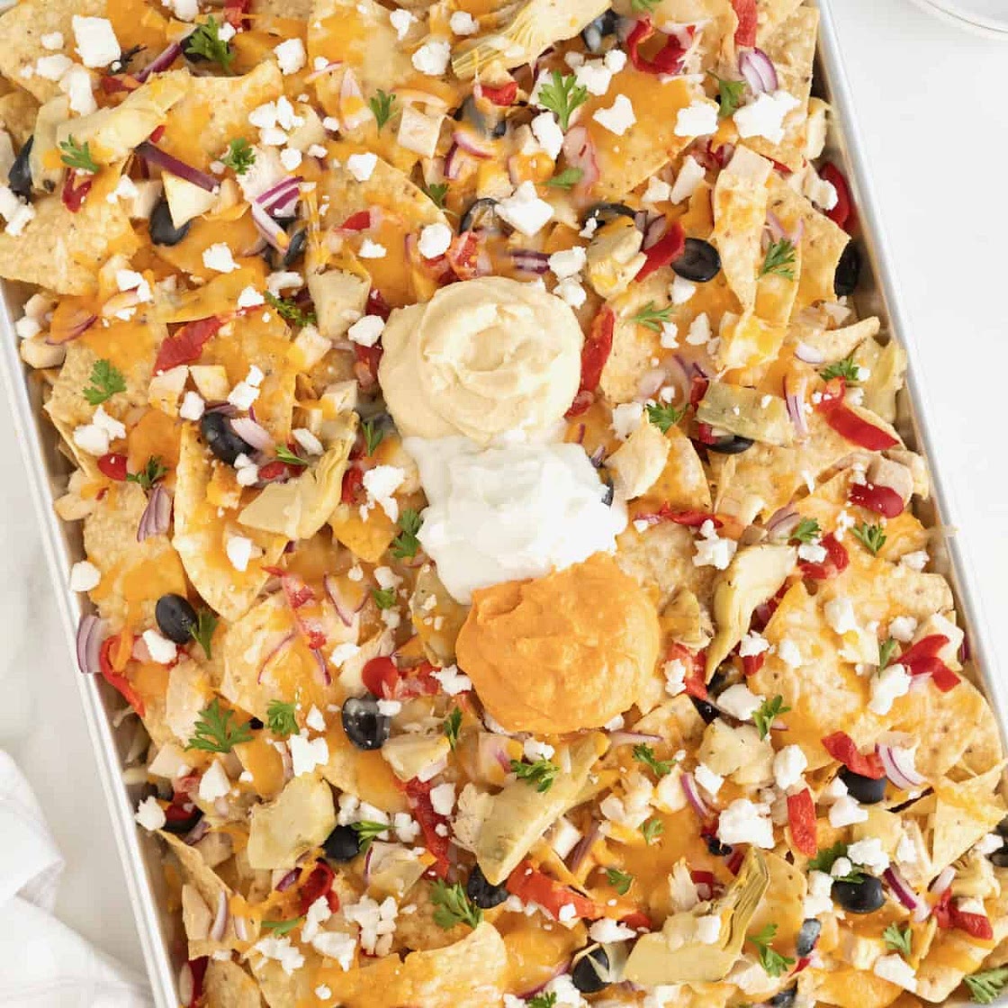 Mediterranean Nachos {The Weeknight Dinner Cookbook}