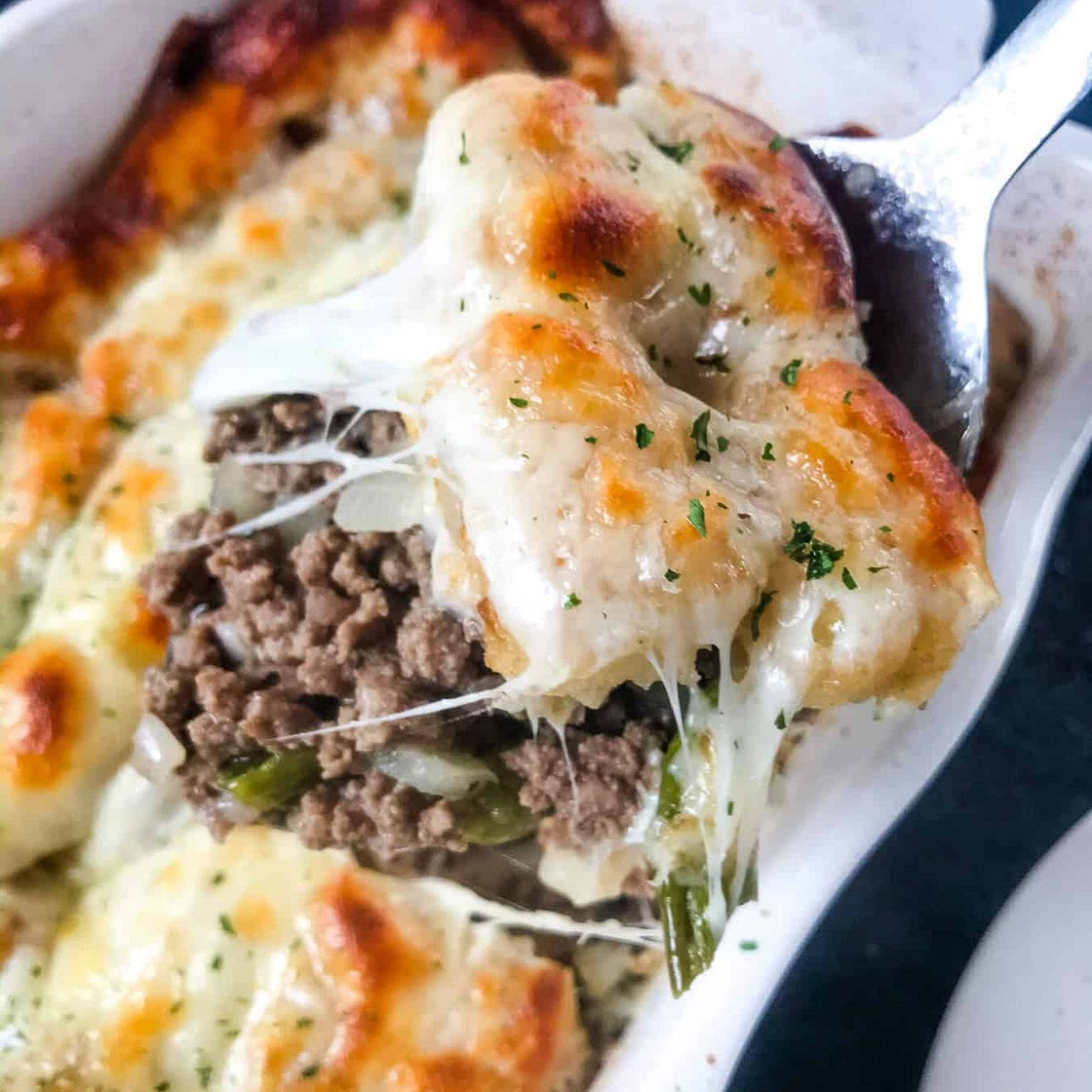 Philly Cheesesteak Tater Tot Casserole