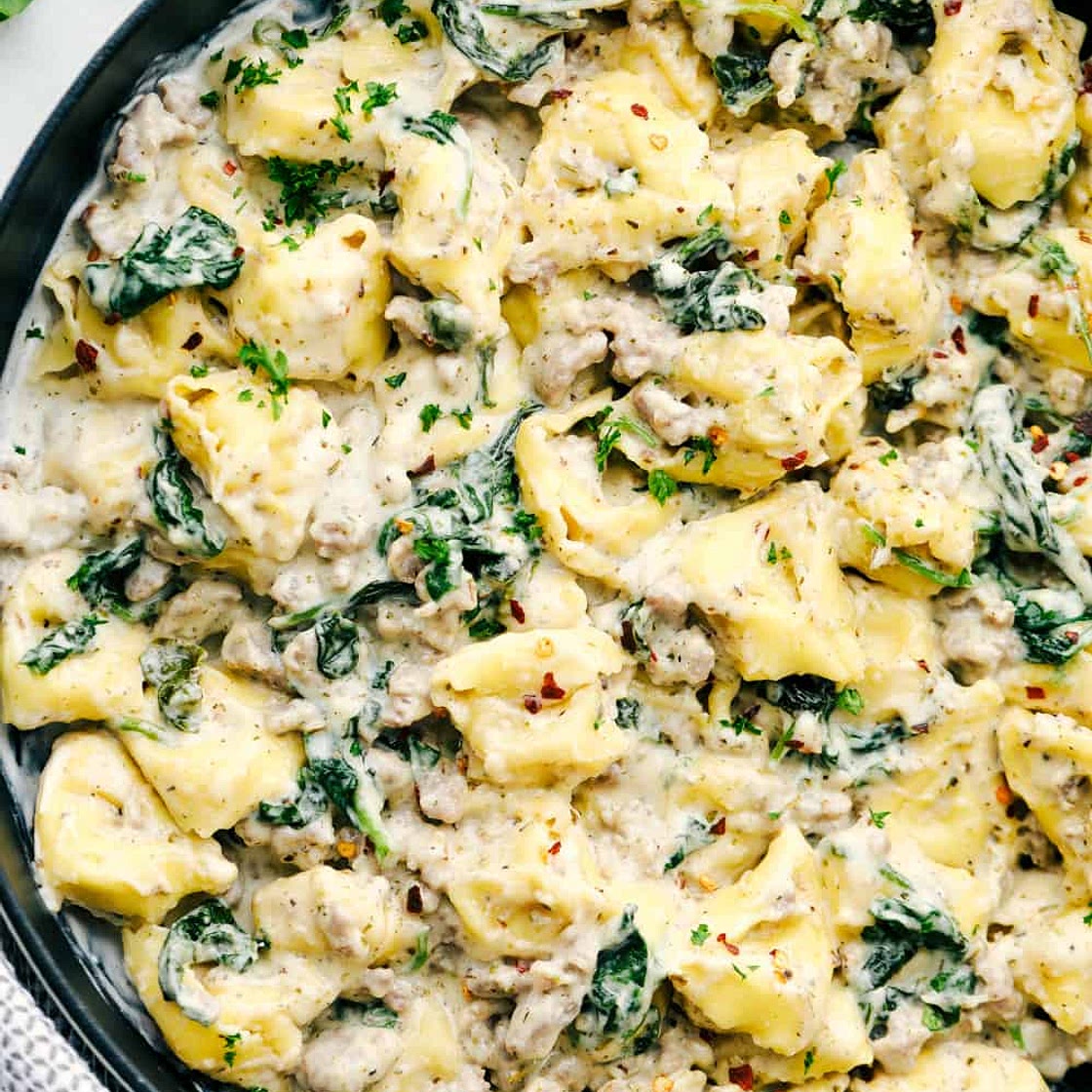 Creamy Sausage Tortellini Skillet