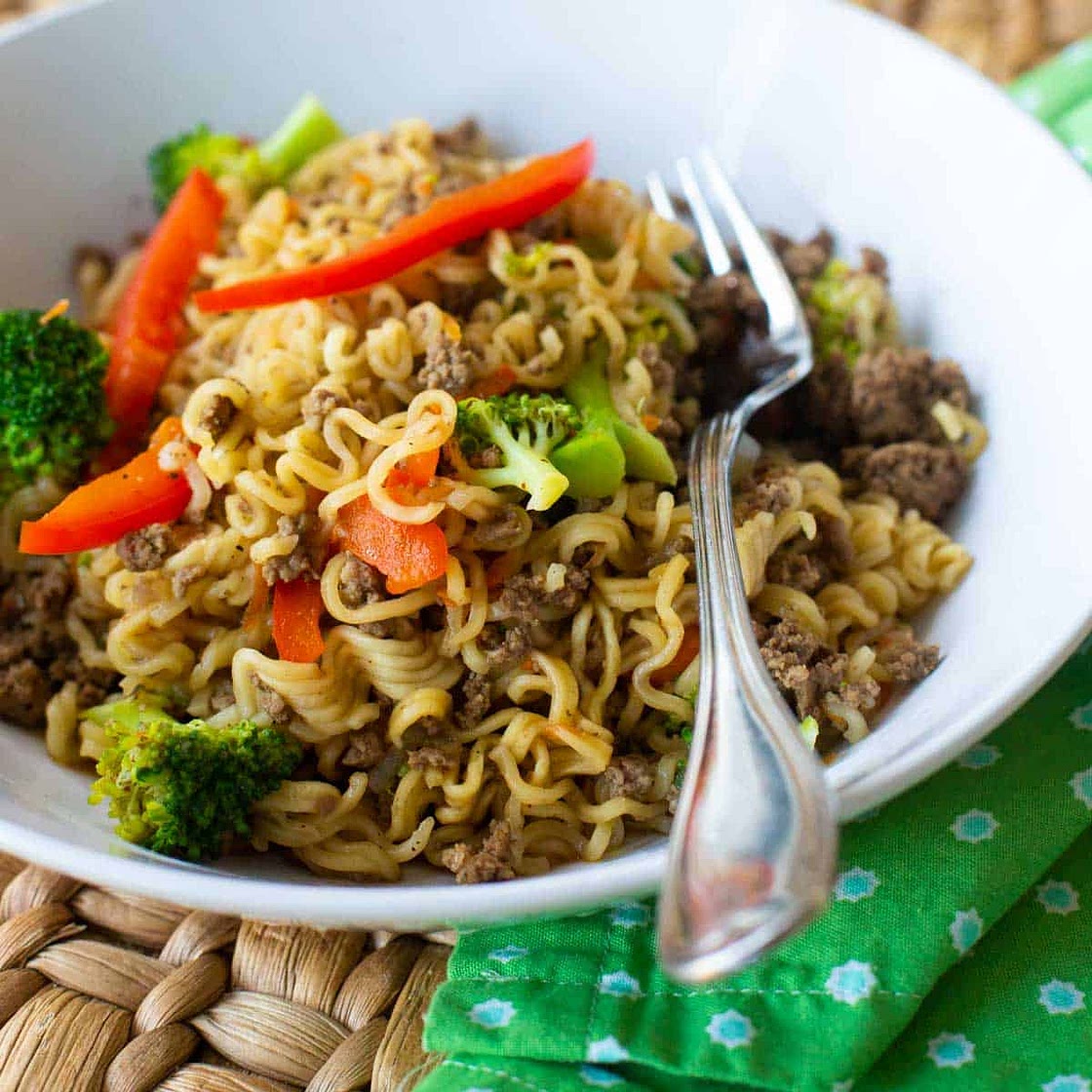 Ground Beef Stir Fry with Noodles