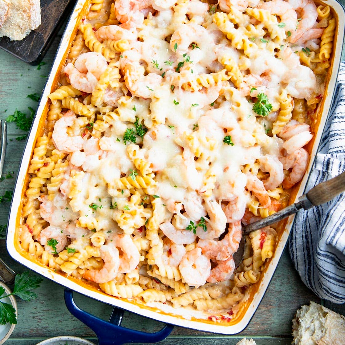 Dump-and-Bake Shrimp Alfredo