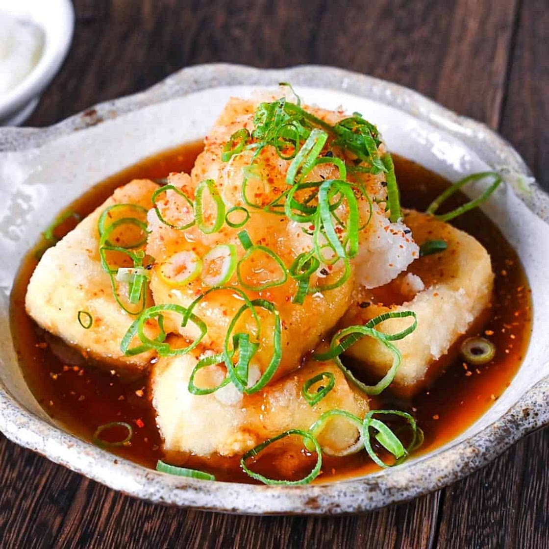 Agedashi tofu (Japanese deep fried tofu) with Homemade Sauce