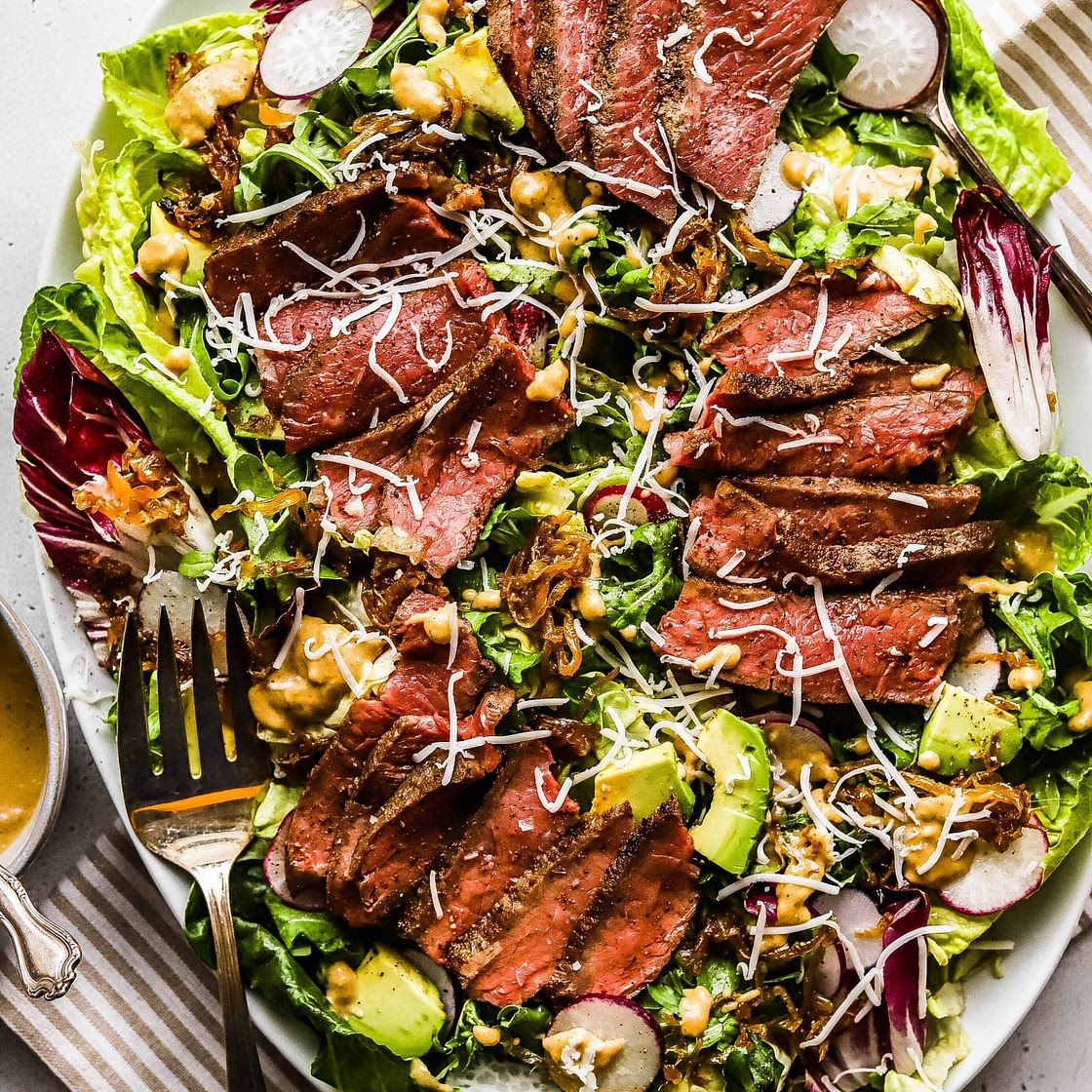 Steak Salad with Caramelized Onion Vinaigrette