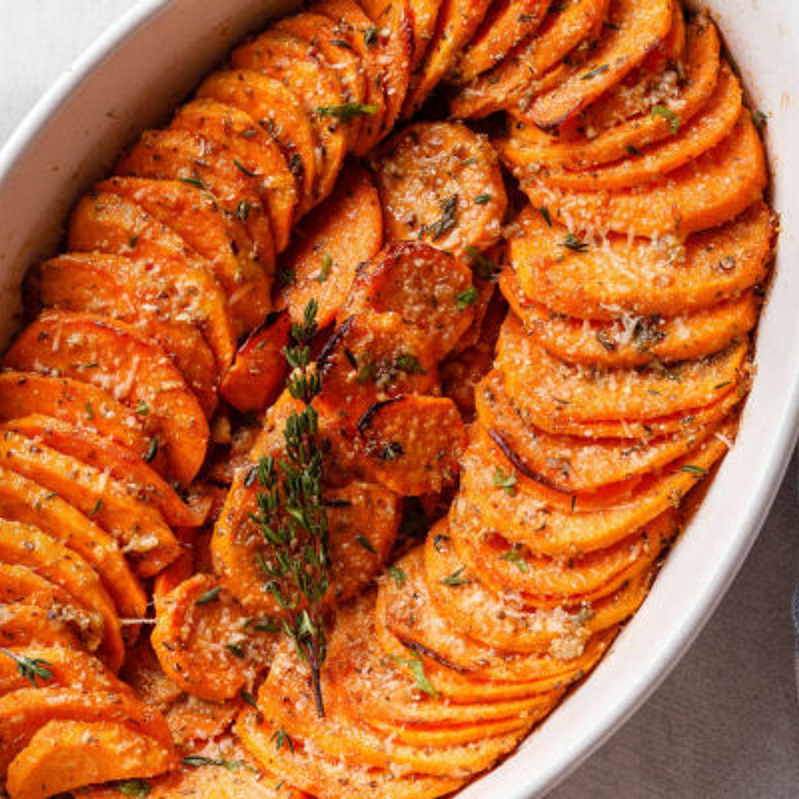 Garlic Parmesan Roasted Sweet Potatoes