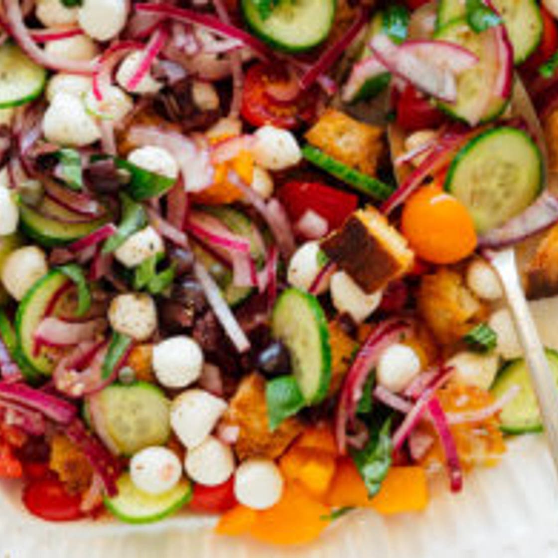 Layered Panzanella Salad