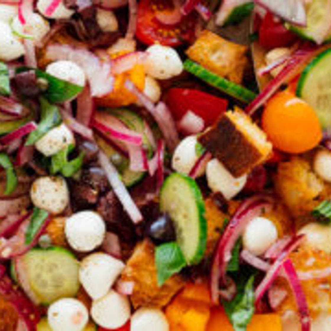 Layered Panzanella Salad