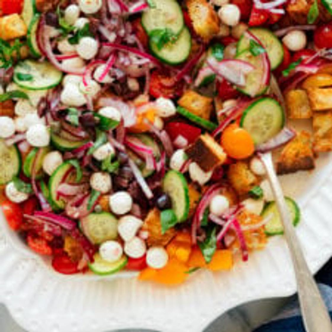 Layered Panzanella Salad