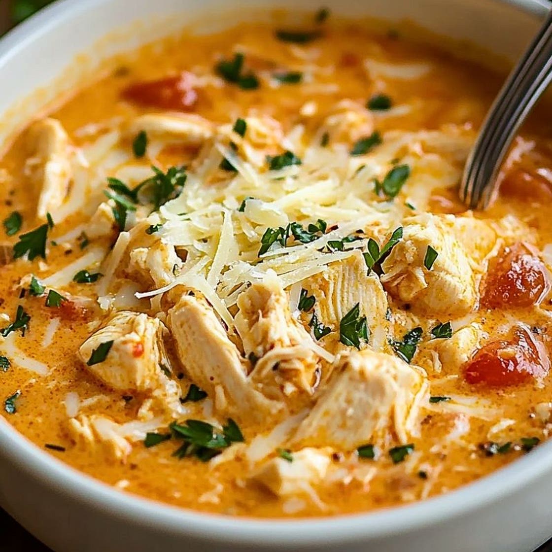 Crock Pot Creamy Chicken Parmesan Soup
