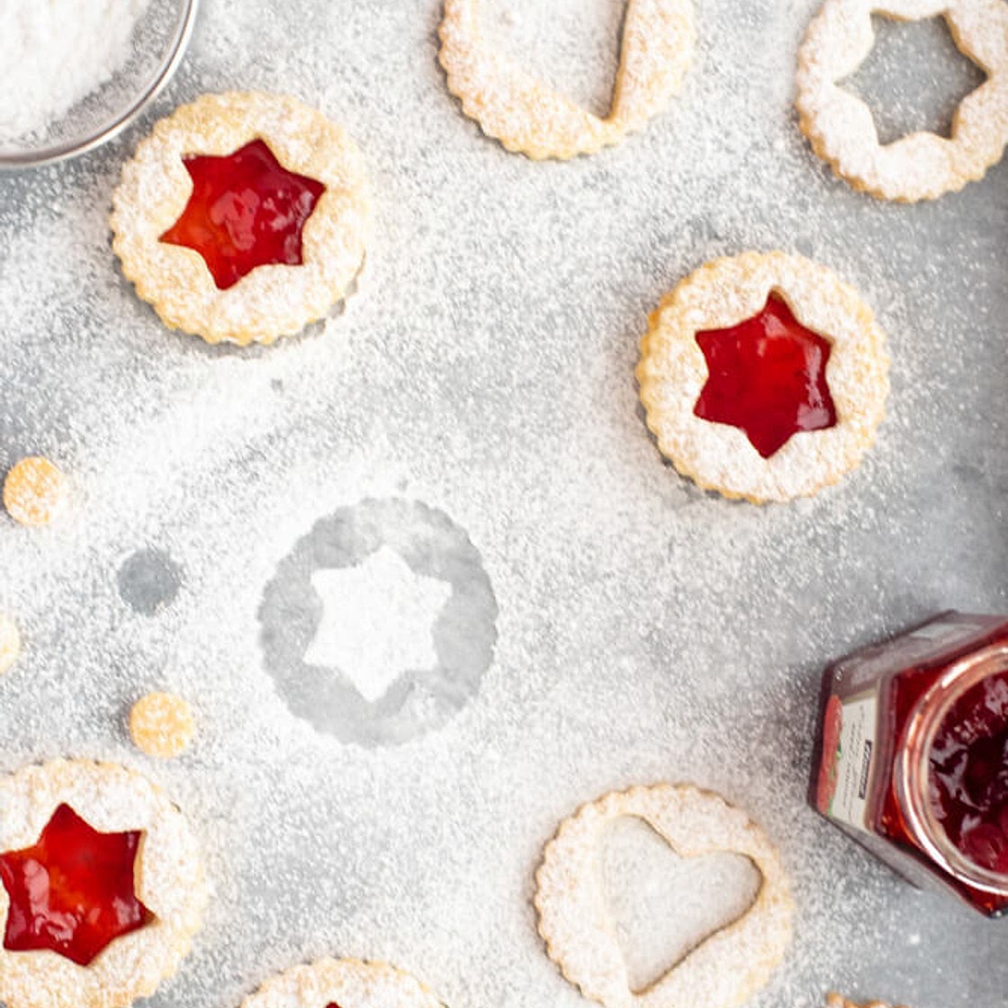 Strawberry Linzer Biscuits