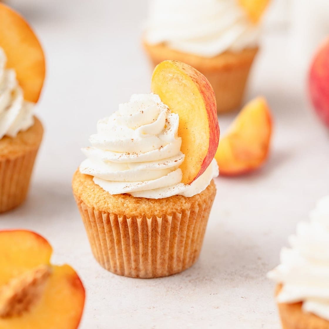 Peaches & Cream Cupcakes