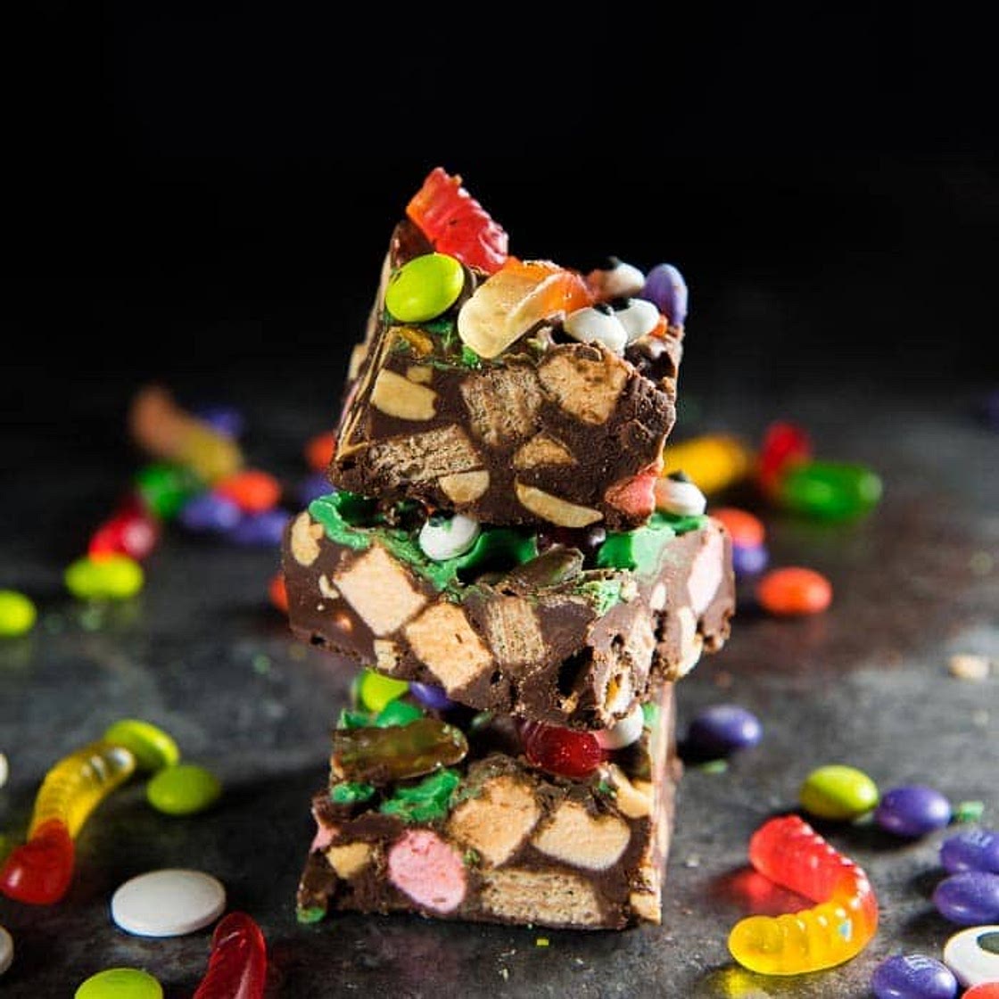 Halloween Rocky Road Slices