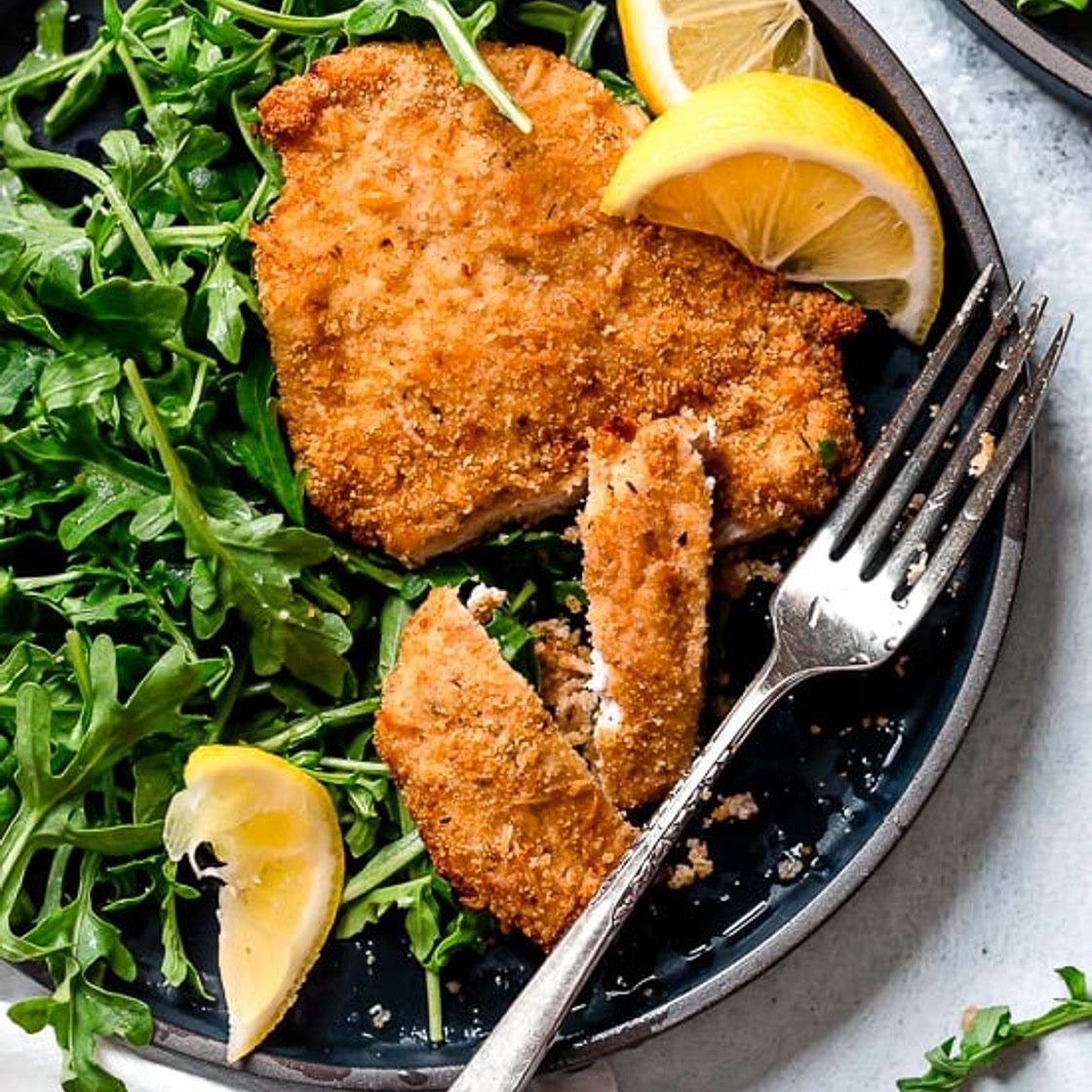 Air Fryer Chicken Milanese with Arugula
