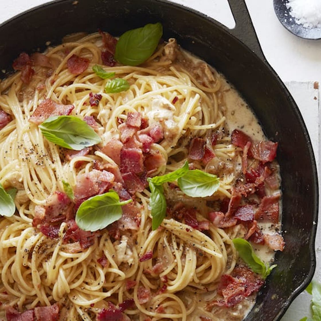 Brie, Bacon and Basil Pasta