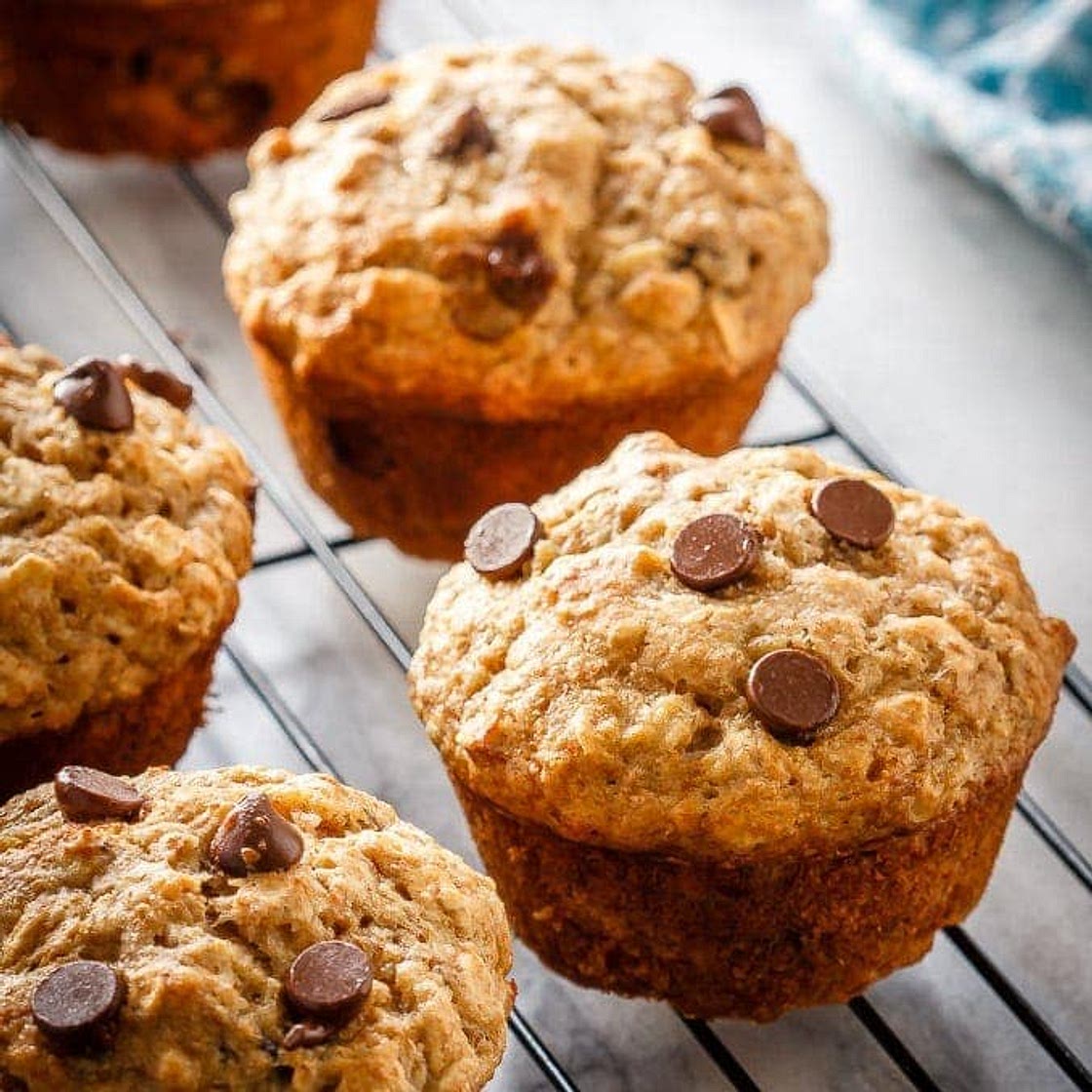 Chocolate Chip Banana Oatmeal Muffins