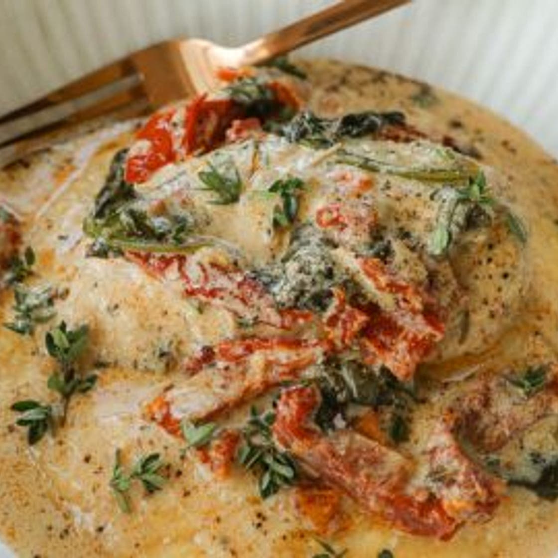 Slow Cooker Sun Dried Tomato Chicken with Parmesan Polenta