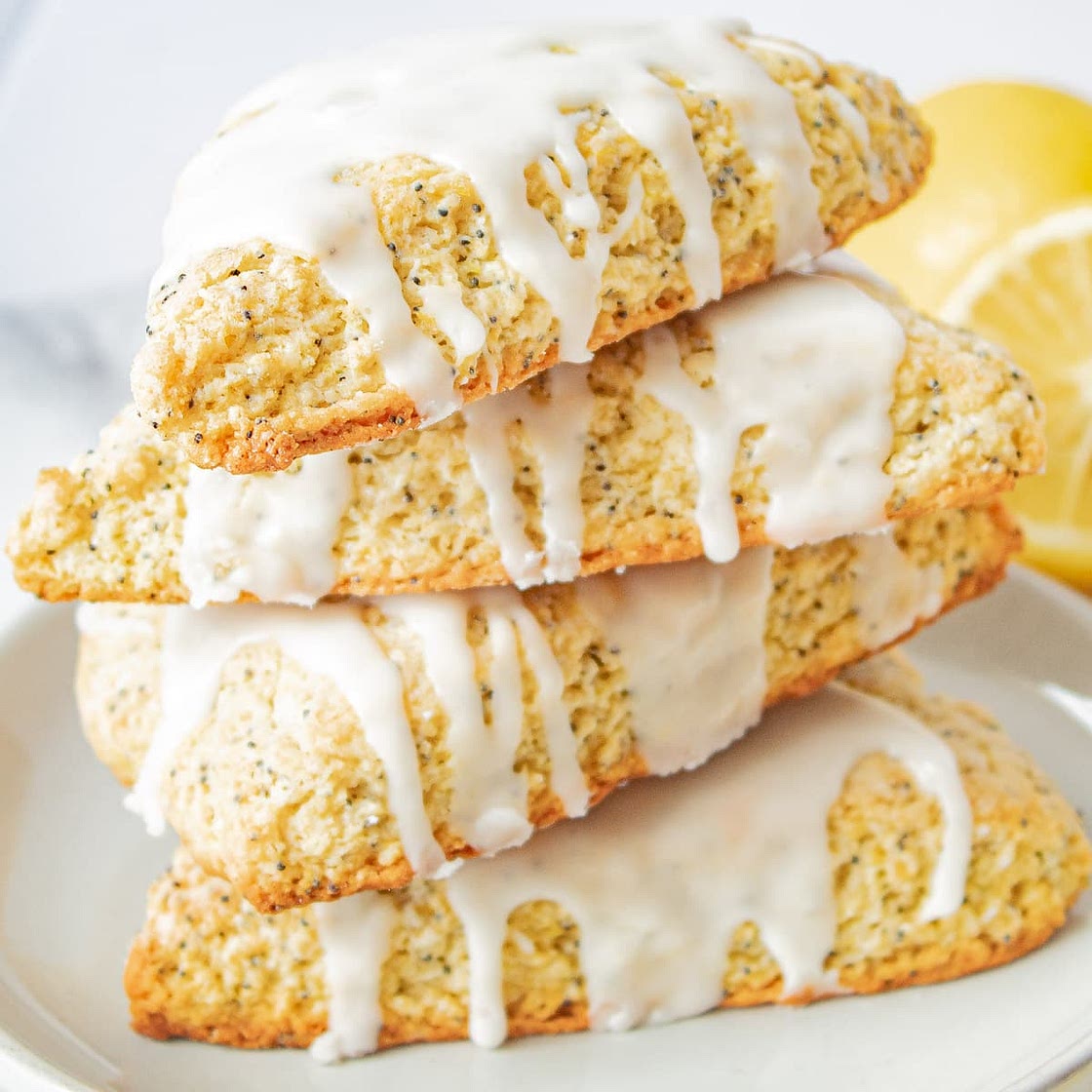 Lemon Poppyseed Scones Recipe with Easy Lemon Glaze