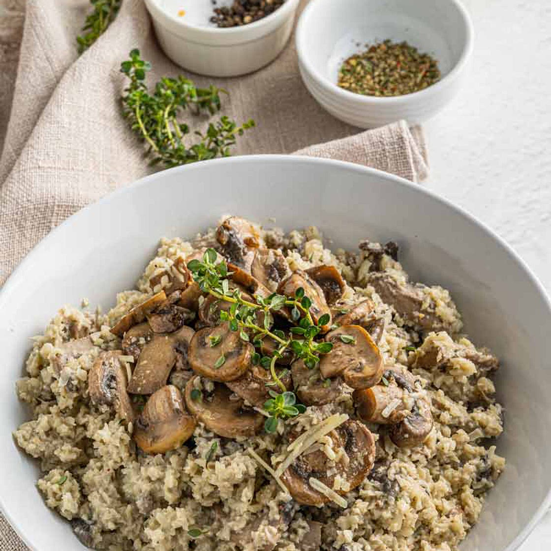 Cauliflower Rice Risotto with Mushrooms