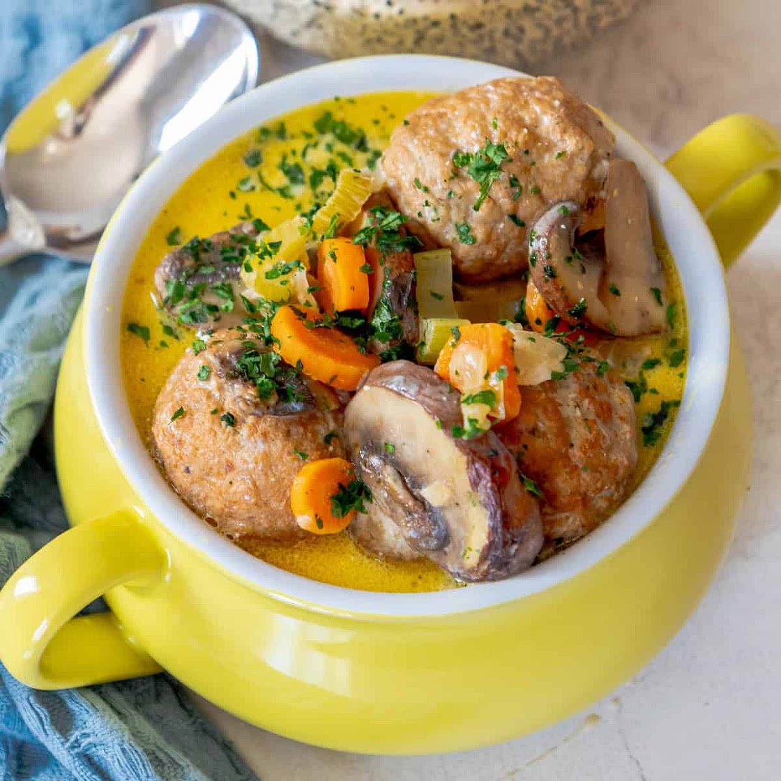 One Pot Creamy Meatball Soup