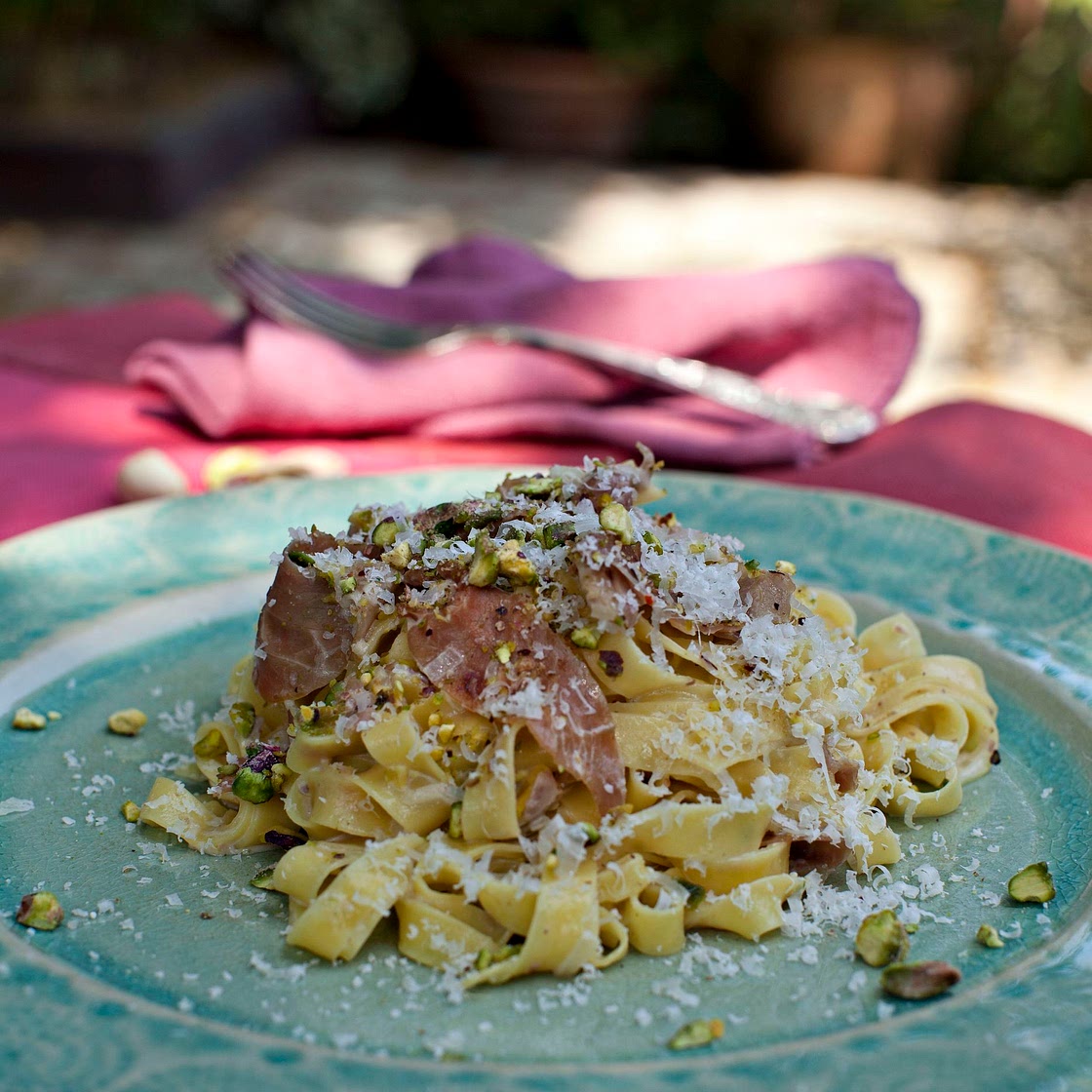 Tagliatelle with Parma Ham and Pistachios
