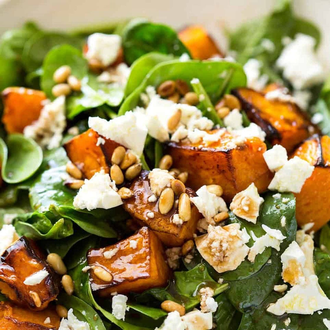 Roast Pumpkin, Spinach and Feta Salad
