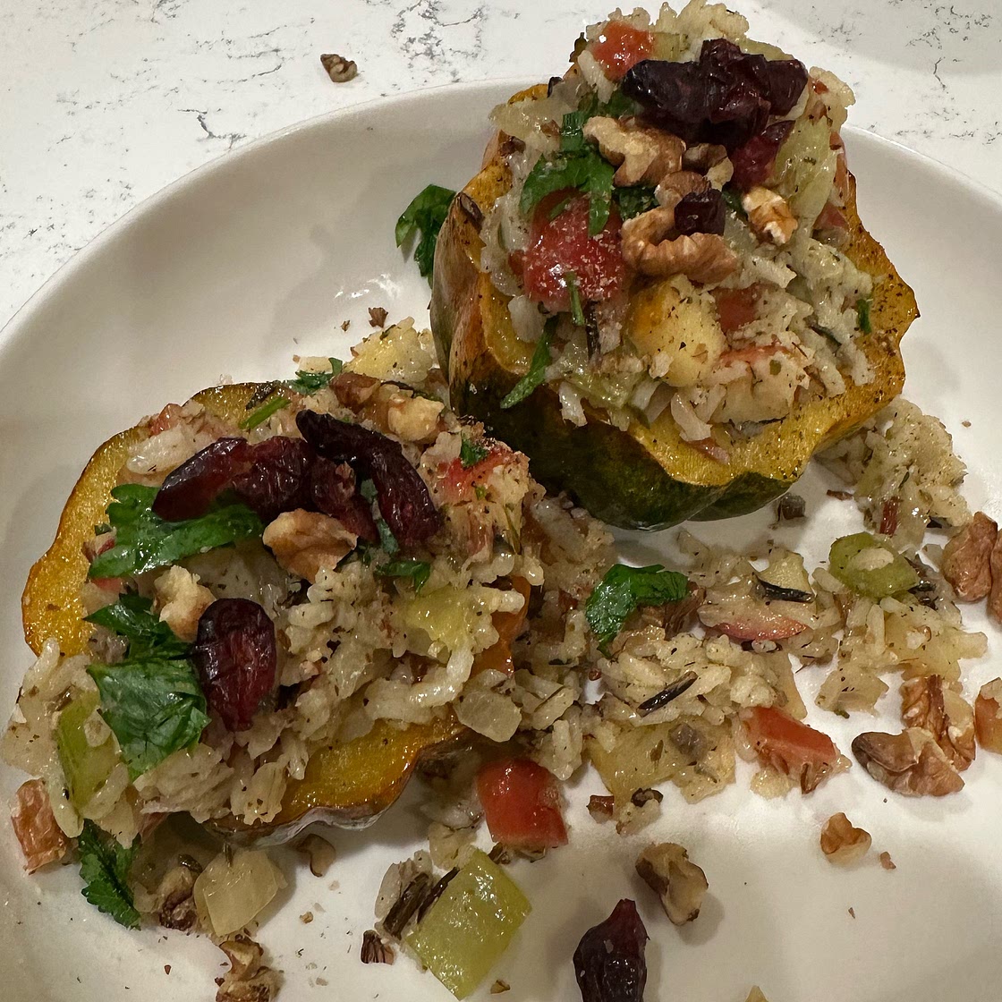 Wild Rice Stuffed Acorn Squash