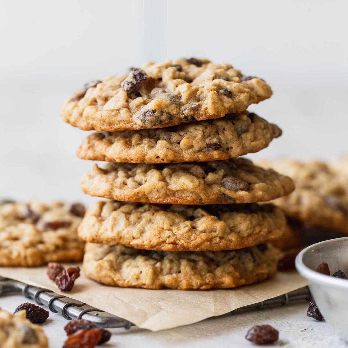 Soft and Chewy Oatmeal Raisin Cookies