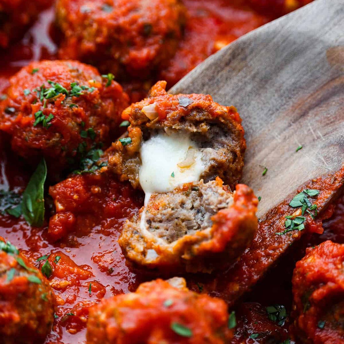 Mozzarella Stuffed Meatballs