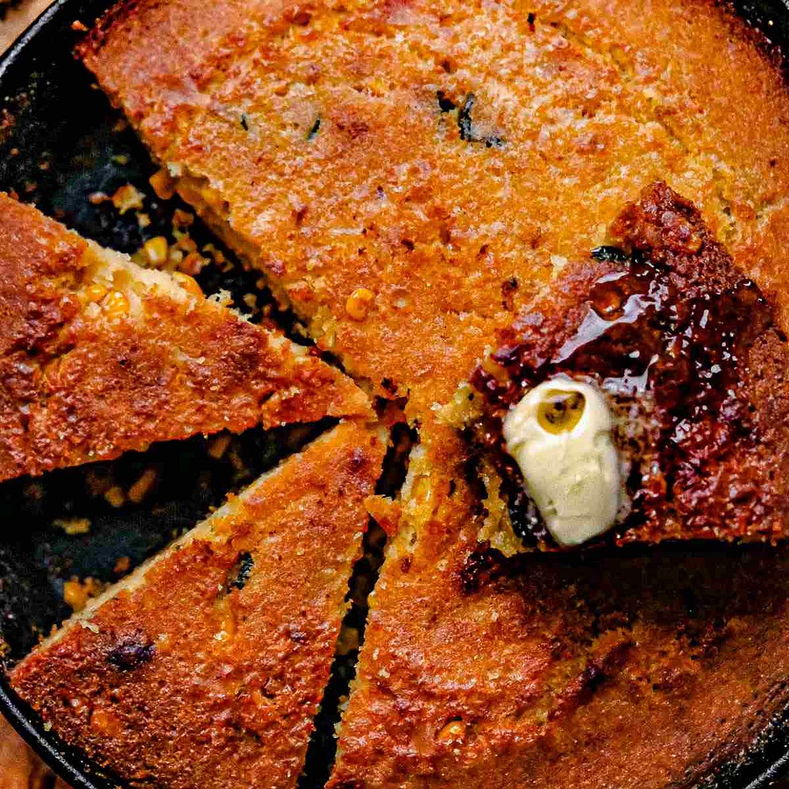 One Skillet Honey Jalapeno Cornbread