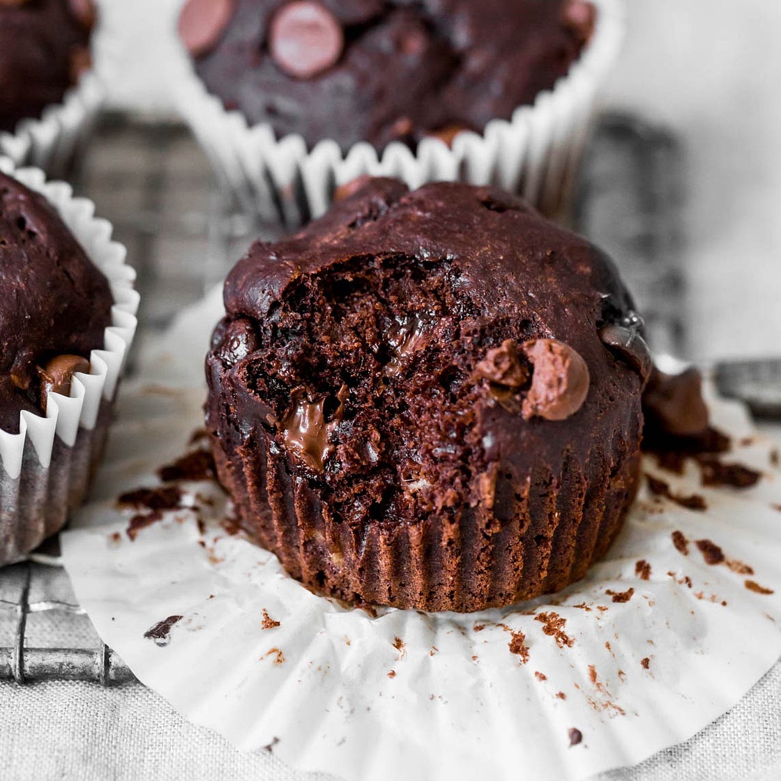 Healthy Double Chocolate Banana Muffins