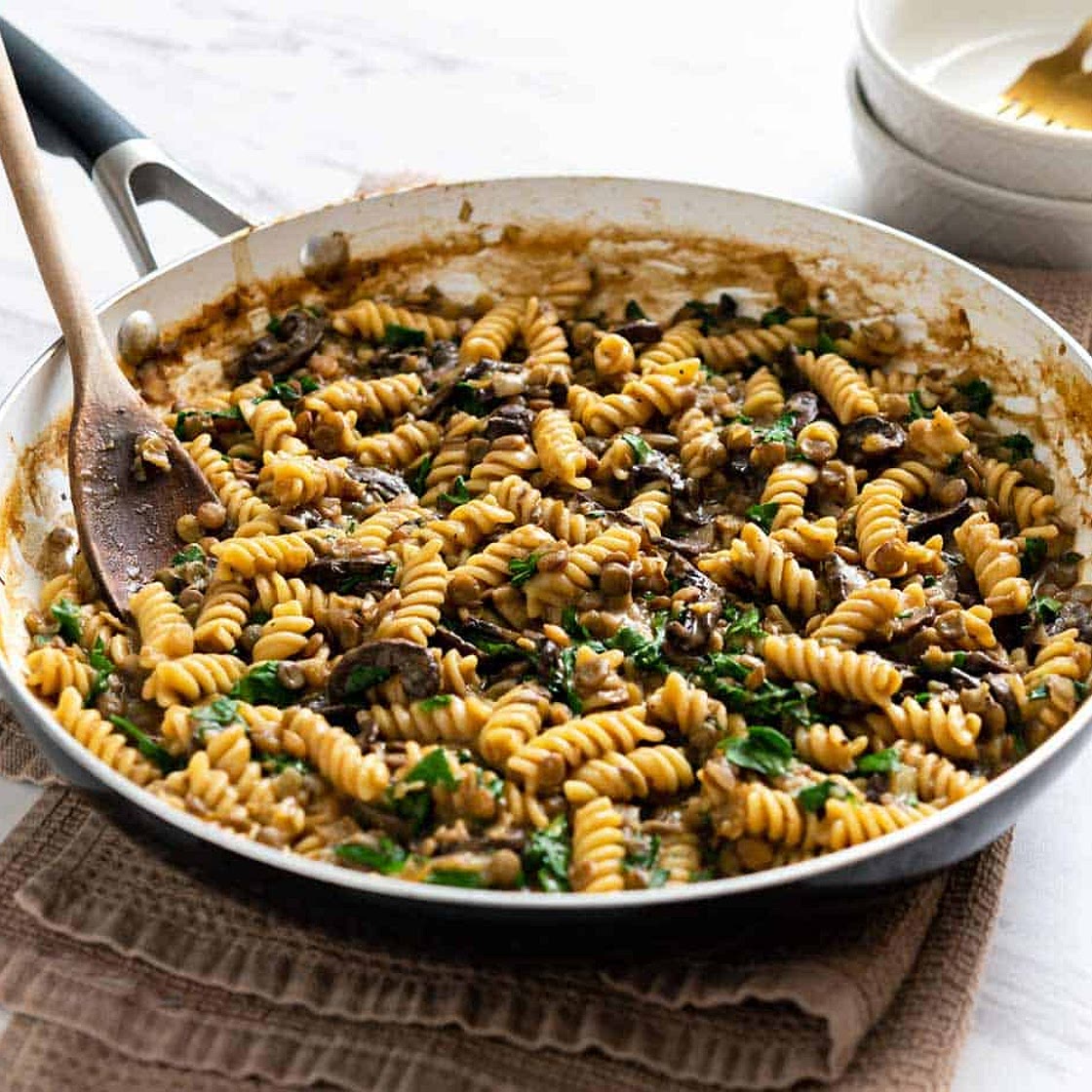 One-Pot Lentil Mushroom Pasta