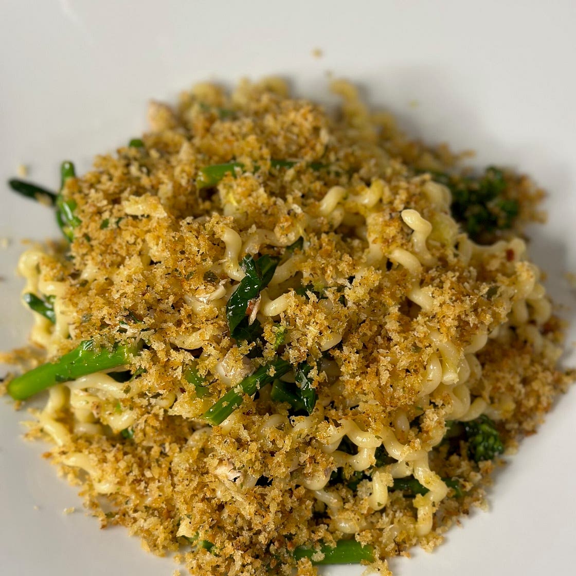 Tinned Fish Pasta with Lemon Garlicky Breadcrumbs