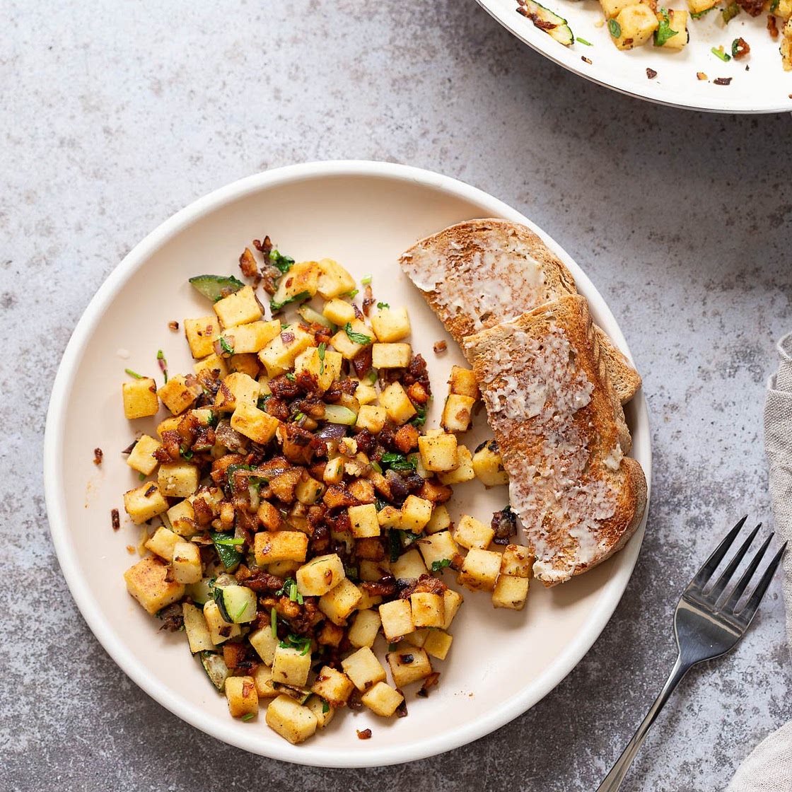 Chickpea Tofu Breakfast Scramble with Smoky Bits