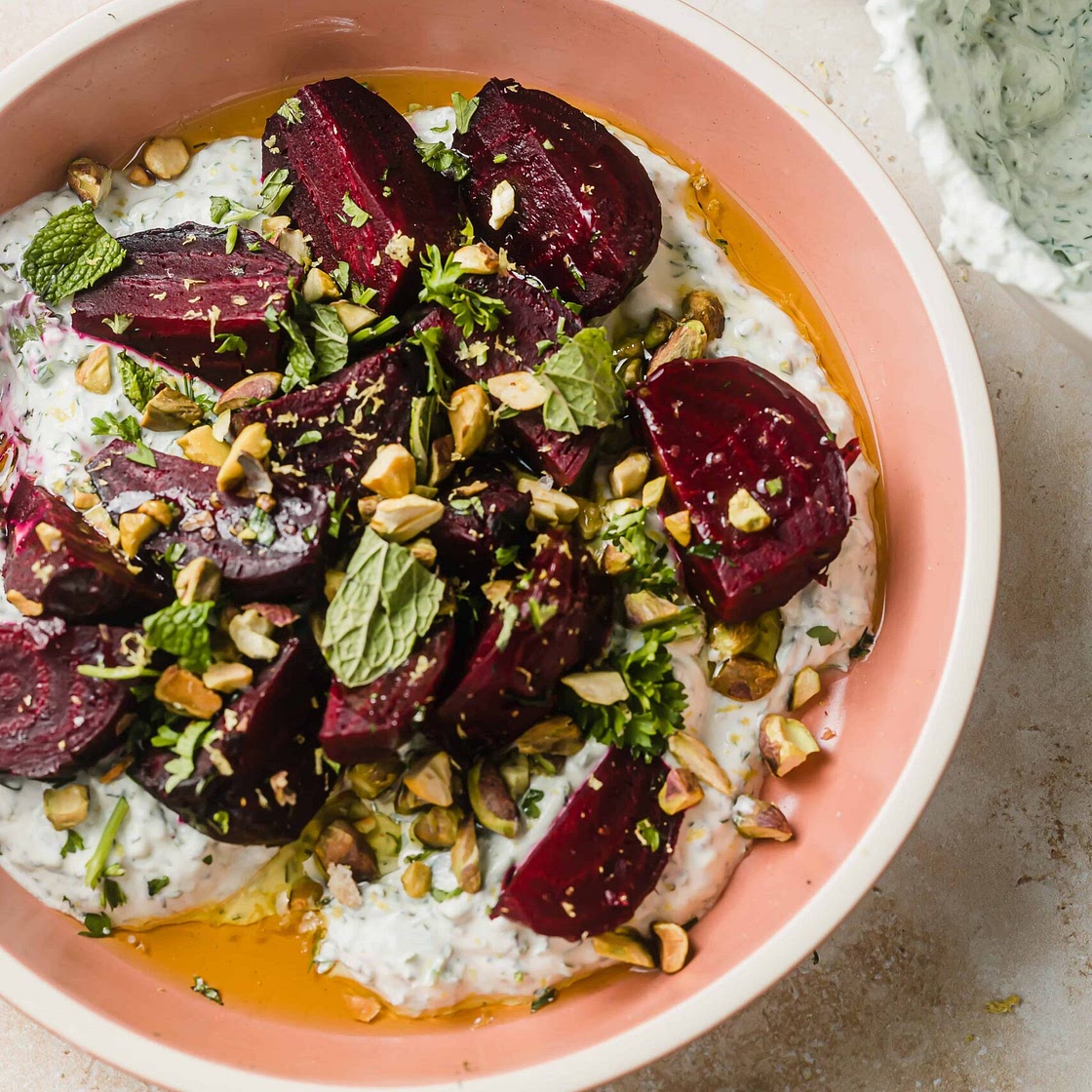 Roasted Beets with Herb Yogurt and Pistachios Recipe