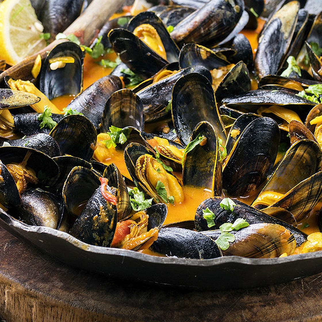 Moules à la crème et au safran