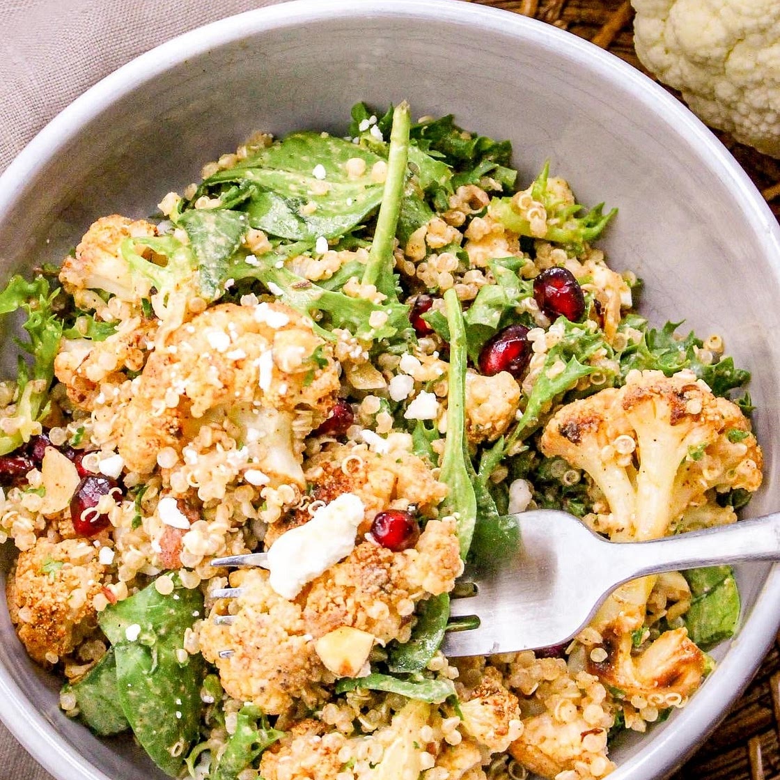 Quinoa and Roasted Cauliflower Salad with Lemon-Tahini Dressing Recipe