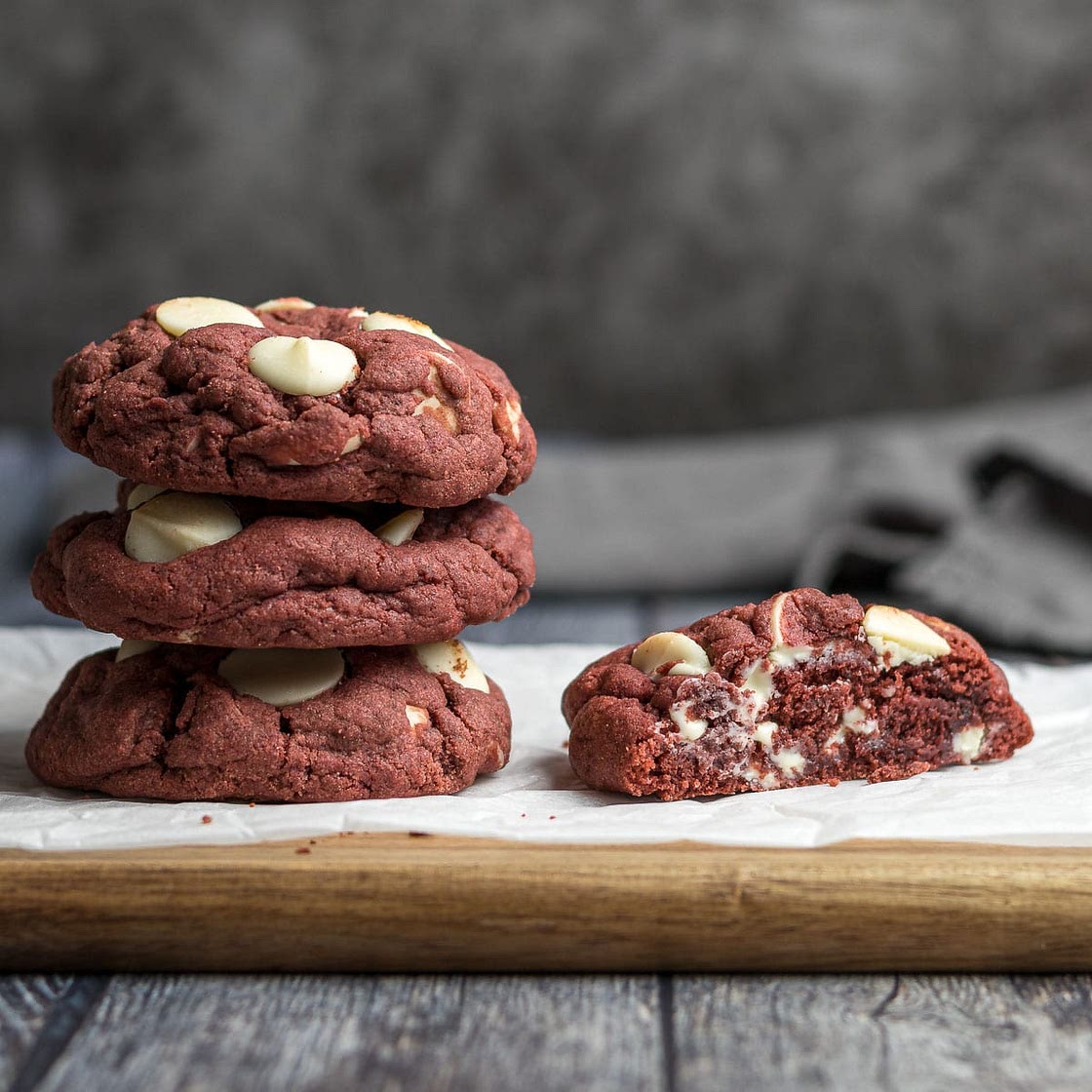 White Chocolate Red Velvet Cookies