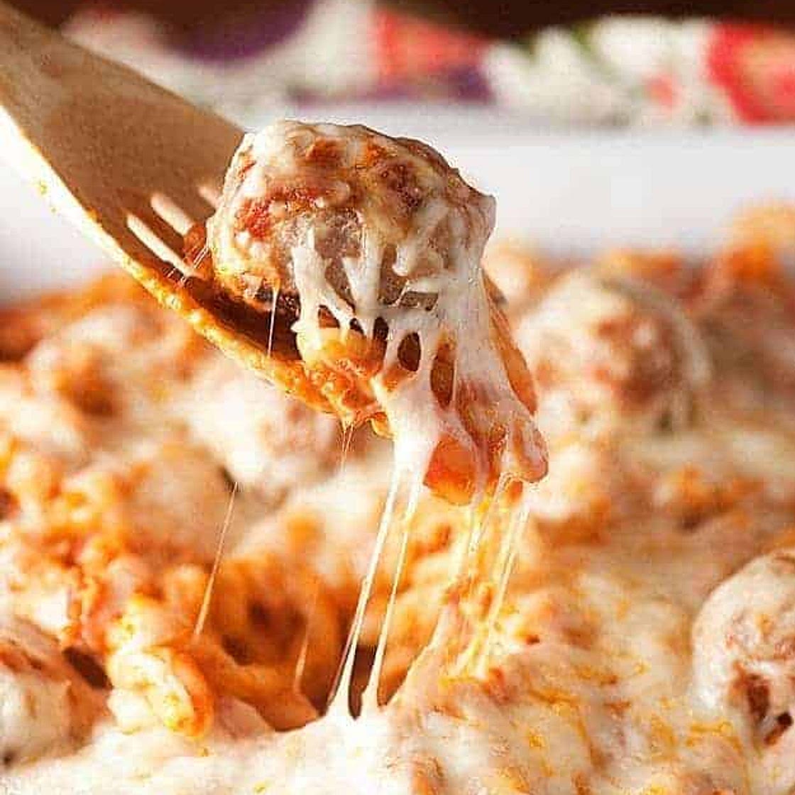 Chicken Parmesan Meatball Casserole