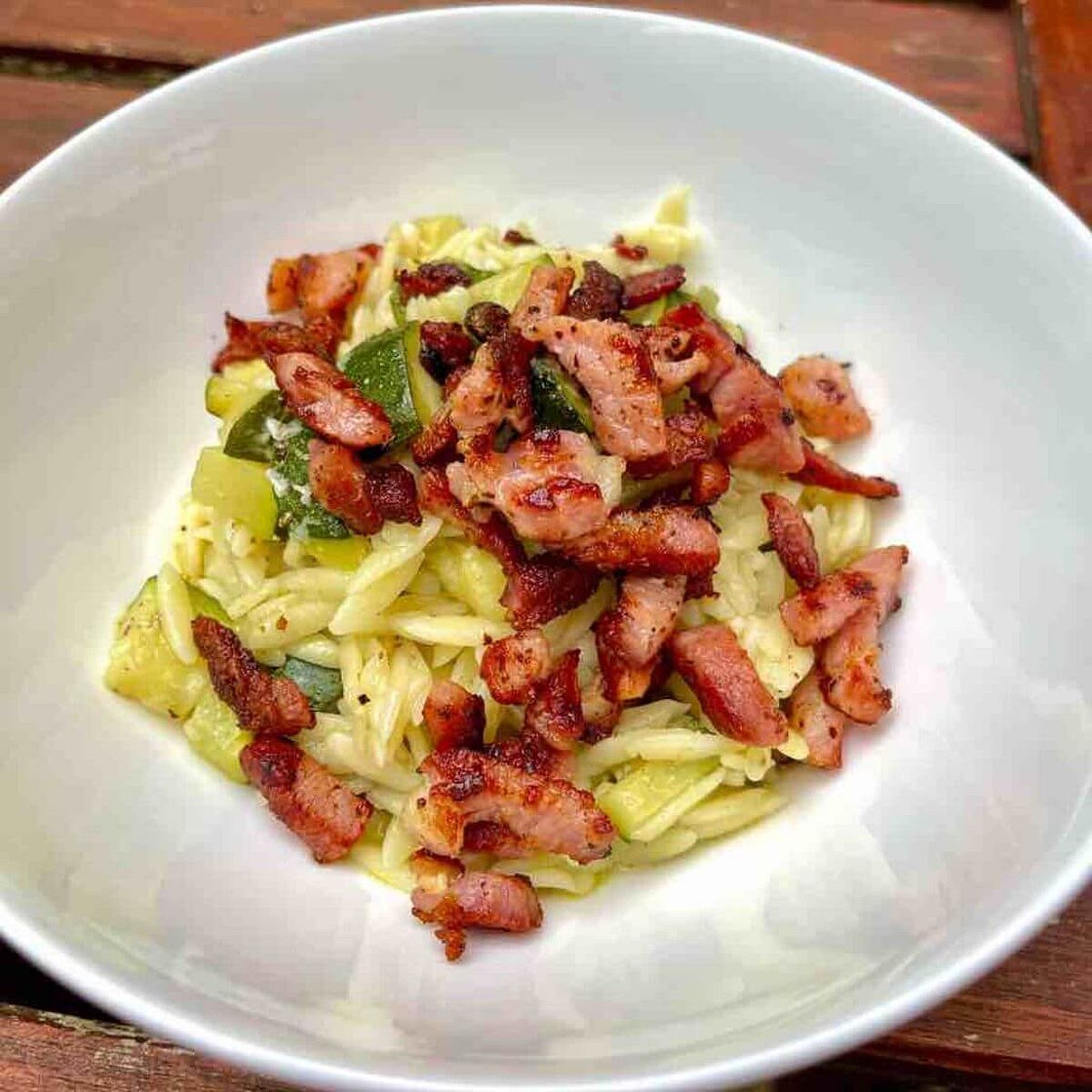 Pancetta and Zucchini Pasta Dish