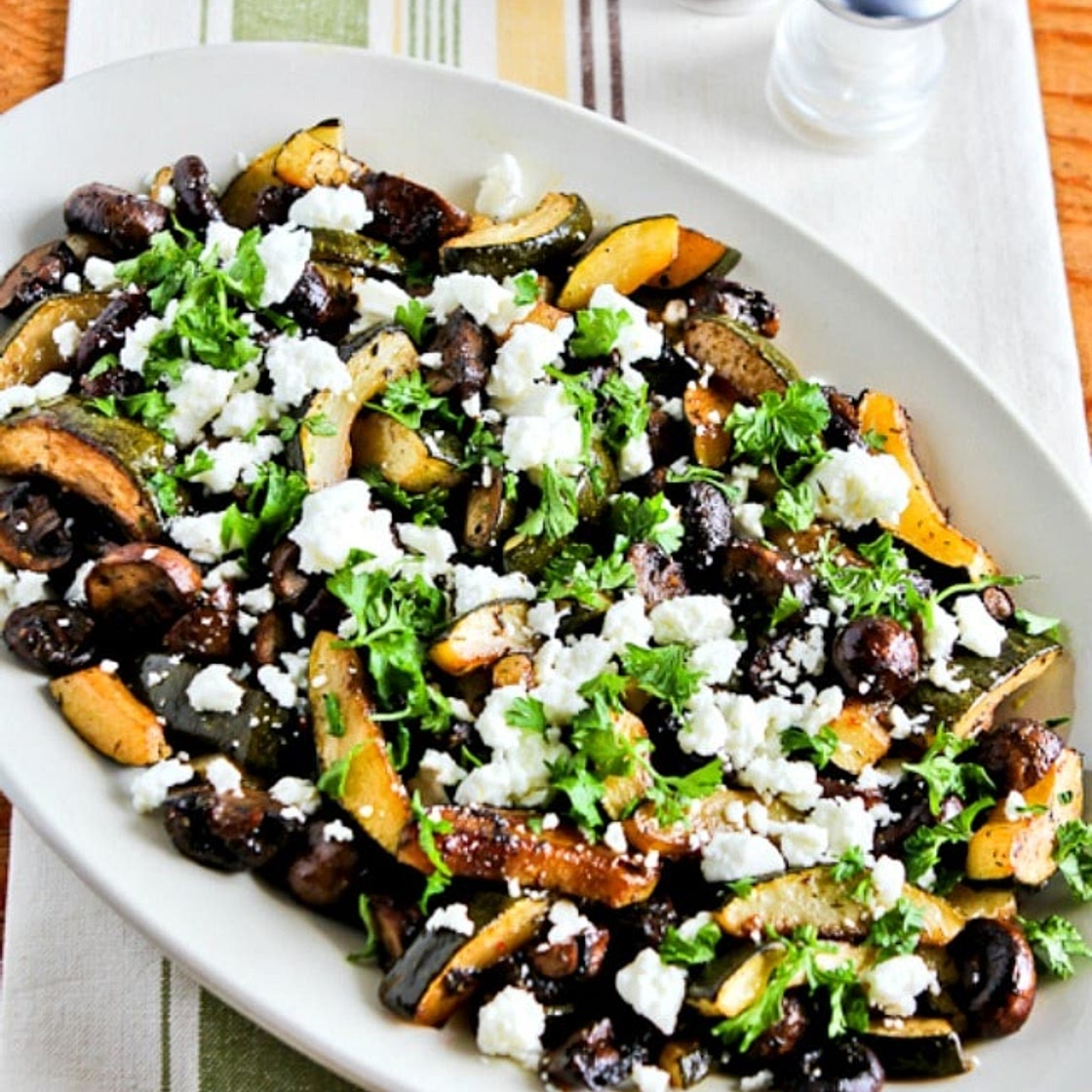 Roasted Zucchini and Mushrooms with Feta