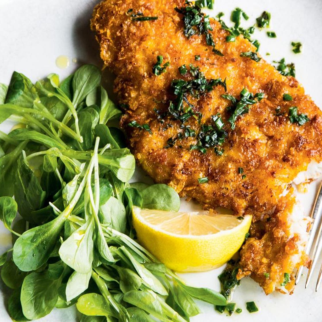Cornflake-Crusted Fish with Herb Butter