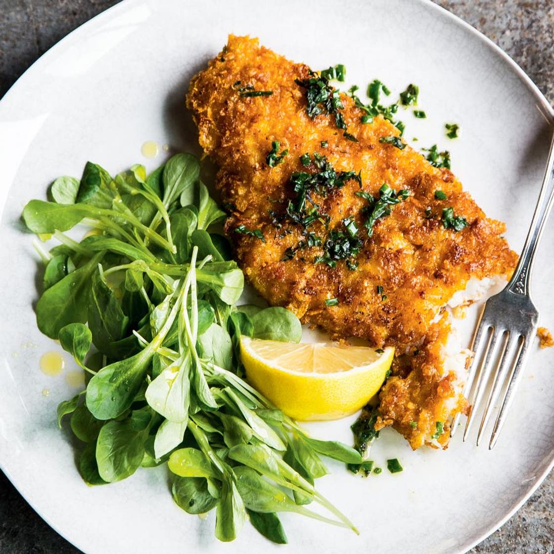 Cornflake-Crusted Fish with Herb Butter