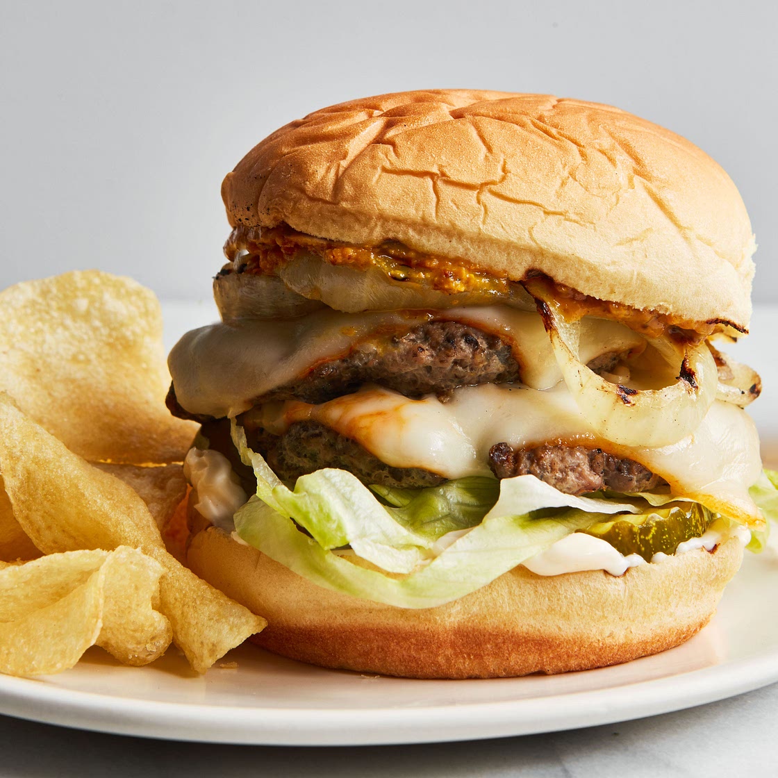 Double-Stack Mushroom and Chicken Cheeseburgers