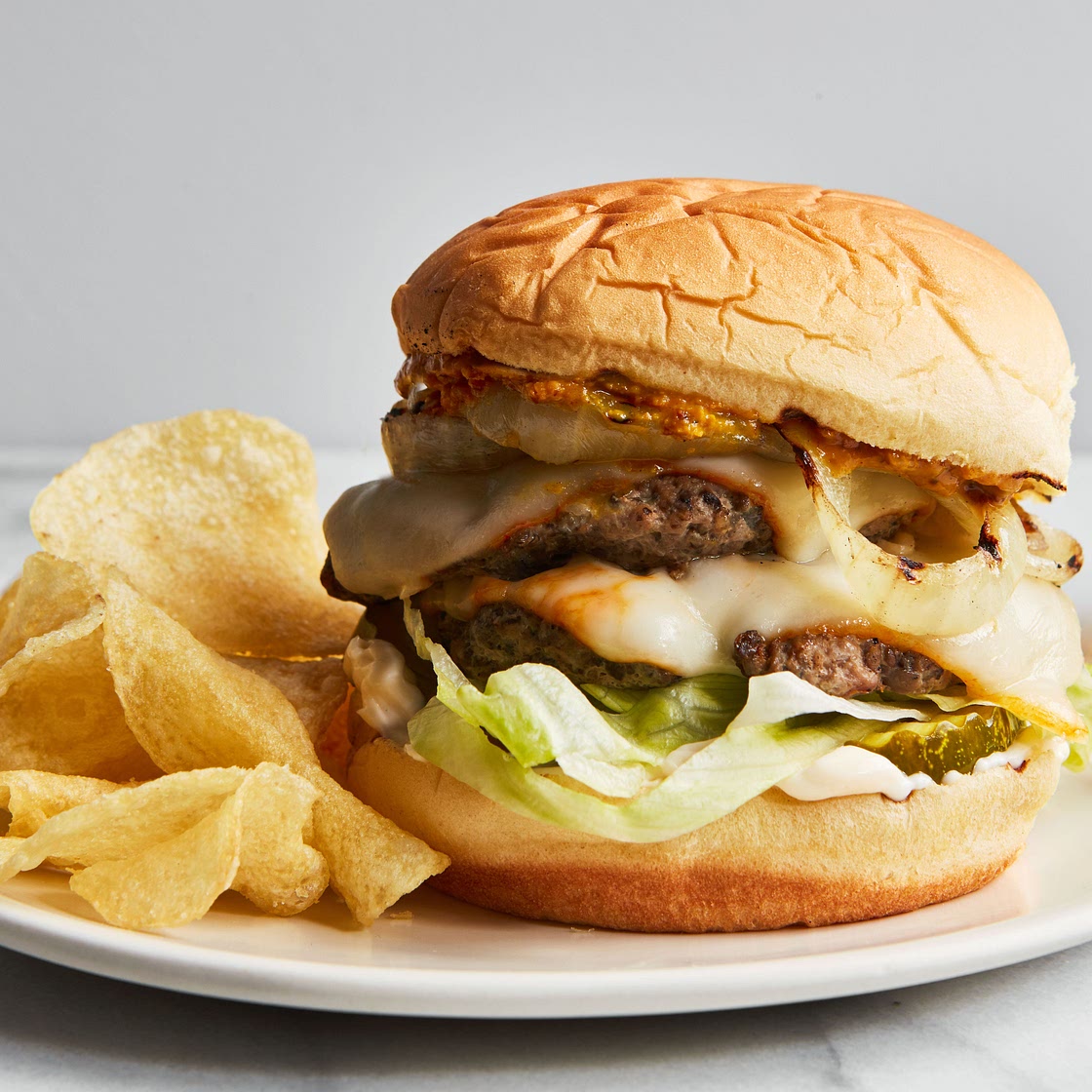 Double-Stack Mushroom and Chicken Cheeseburgers