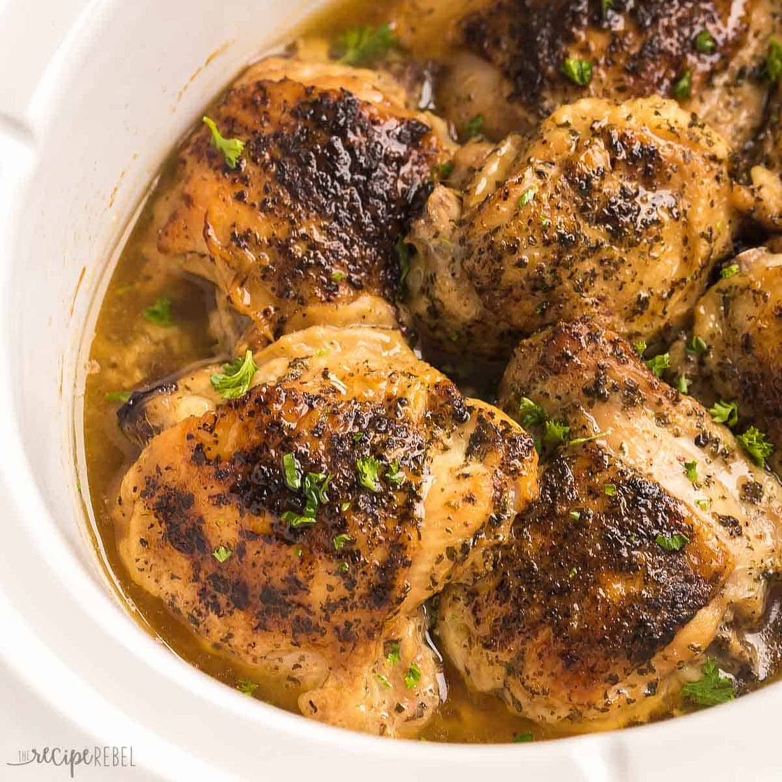Perfectly Juicy Slow Cooker Chicken Thighs