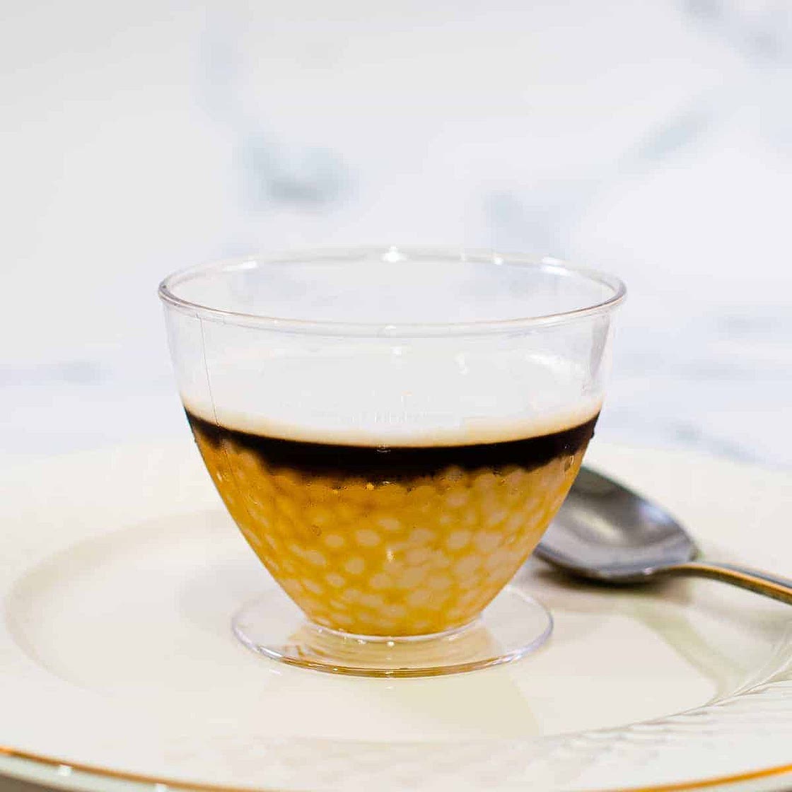 Sago Pudding with Coconut Milk and Palm Sugar Syrup