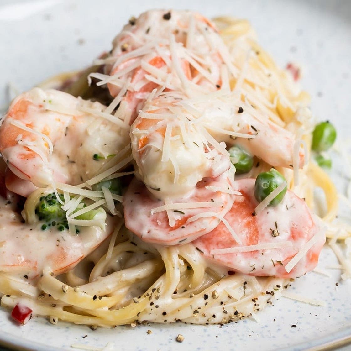 One Pot Shrimp Pasta Primavera