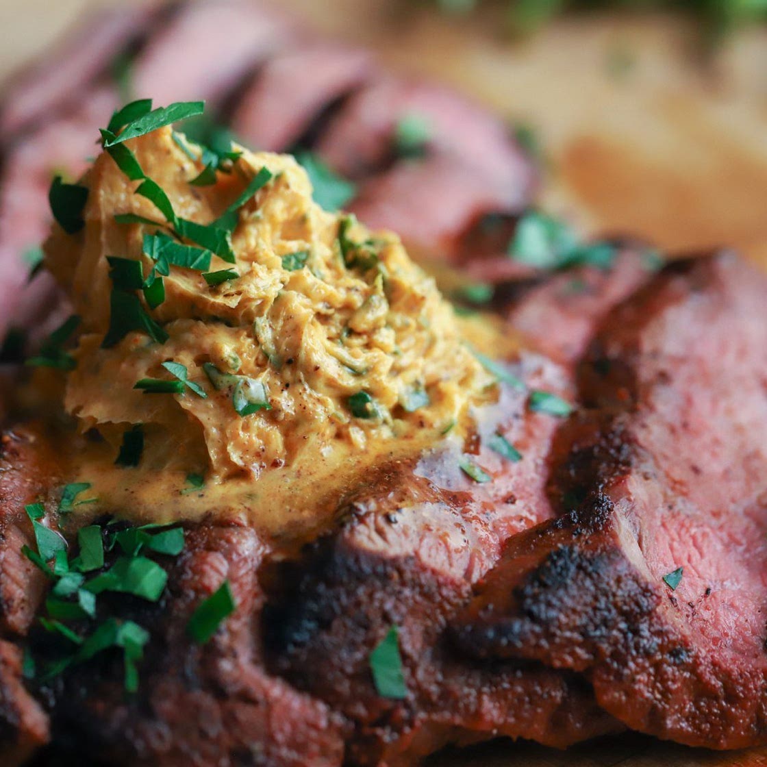 Smoked Tri Tip with Chili Butter