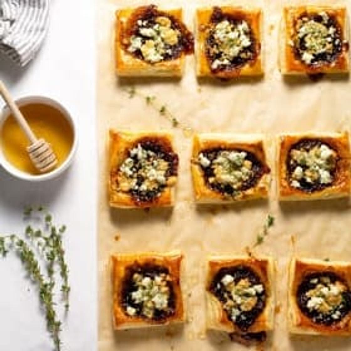 Caramelized Onion & Blue Cheese Puff Pastry Tarts